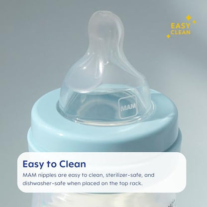 MAM Bottle Nipples Extra Slow Flow Nipple Size 0, for Newborn Babies and Older, SkinSoft Silicone Nipples for Baby Bottles, Fits All MAM Bottles, 4 Count (Pack of 1) (Pack of 12)