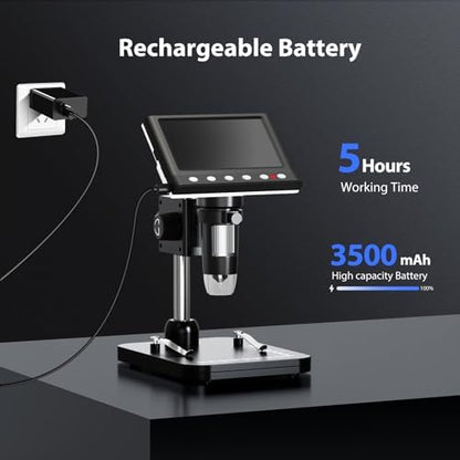 Hayve 4.3'' IPS Coin Microscope, 1000X Magnification Digital Microscope for Adults，Coin Collection Supplies with 8 Adjustable LEDs，Windows Compatible，32GB TF Card