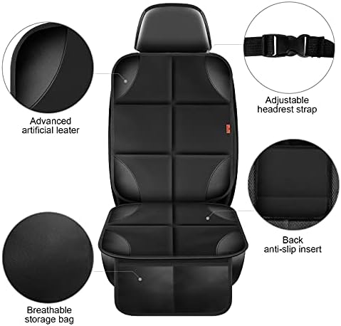Car Seat Protector 2 Pack Car Seat Cushion Mat Thickest Padding,Waterproof 600D Fabric Car Seat Covers for Non-Slip Backing Mesh Pockets for Baby and Pet (Black, 2 Pack)