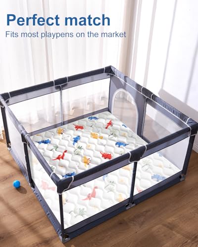 Odorless Premium Foam Baby Play Mat 79" x 71", Soft Microfiber Fabric Crawling Mat for Floor- Comfortable and Hypoallergenic, Non-Slip Cushioned Floor Playpen mat for Infants,Babies,Toddlers