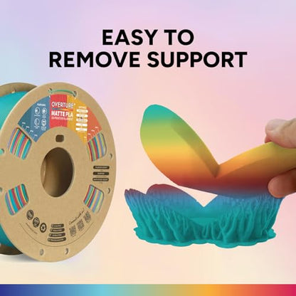 OVERTURE Matte PLA Rainbow Filament 1.75mm, 1kg Cardboard Spool (2.2lbs), Dimensional Accuracy +/- 0.02 mm, Fit Most FDM Printer (Matte Candy Rainbow)
