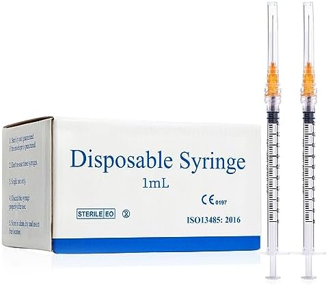 1ml 25G 1inch Syringe with Needle, Sterile Disposable Packaging. (100)