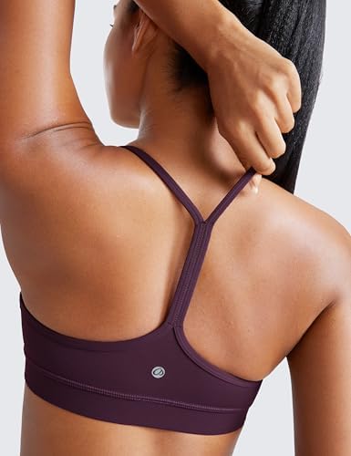 CRZ YOGA Butterluxe Womens Y Back Sports Bra - Padded Racerback Low Impact Spaghetti Thin Strap Workout Yoga Top