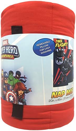 Jay Franco Marvel Super Hero Adventures Panther Leap Nap Mat - Built-in Pillow and Blanket Features Black Pather - Super Soft Microfiber Kids'/Toddler/Children's Bedding, Ages 3-5