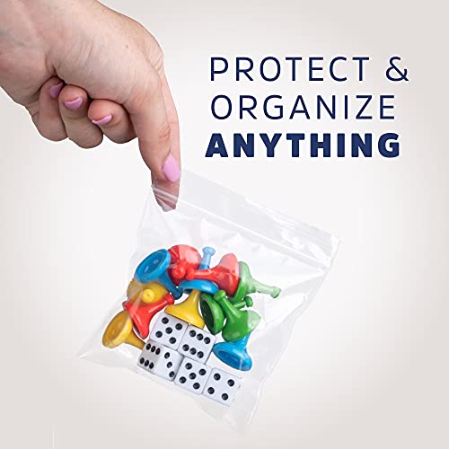 GPI - 1000 Count, 3" X 3" Clear Plastic Square Zip Bags, 2 Mil Thick, Strong & Durable Poly Baggies with Resealable Zip Top Lock for Travel, Storage, Packaging & Shipping