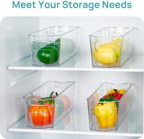 Vtopmart Breastmilk Storage Container 4PCS Set, Clear Freezer and Fridge Organizer Bins, Plastic Storage Bins for Breast Milk, Baby Pouches, Formula, Bottles and Yogurts, 4.3’’ Width, 14.7" Long
