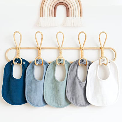 Konssy Muslin Baby Bibs 8 Pack Baby Bandana Drool Bibs Cotton for Unisex Boys and Girls, Soft Absorbent Set for Teething and Drooling