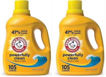 Arm & Hammer Clean Burst, 105 Loads Liquid Laundry Detergent, 105 fl oz (Pack of 2)