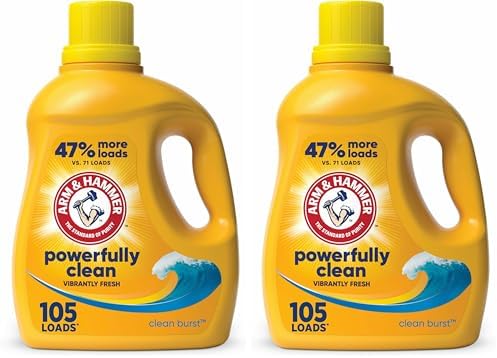 Arm & Hammer Clean Burst, 105 Loads Liquid Laundry Detergent, 105 fl oz (Pack of 2)