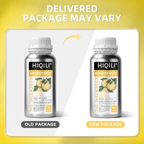 HIQILI 16 Fl Oz Grapefruit Essential Oil, for Diffuser, Skin Care, 100% Pure and Natural