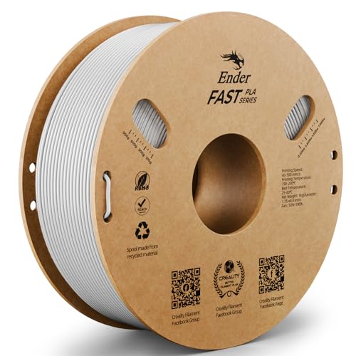 CREALITY Ender Fast PLA Filament 1.75mm, High Speed Black PLA 3D Printer Filament, 1kg (2.2lb) Neatly Wound Cardboard Spool, Dimensional Accuracy +/- 0.03mm, Fit for Most Rapid FDM 3D Printers(White)