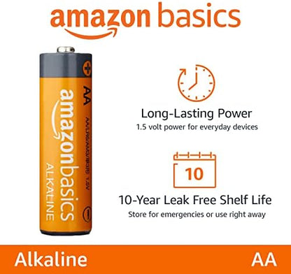 Amazon Basics 100 Pack AAA High-Performance Alkaline Batteries, 10-Year Shelf Life, Easy to Open Value Pack & 48 Pack AA High-Performance Alkaline Batteries, 10-Year Shelf Life