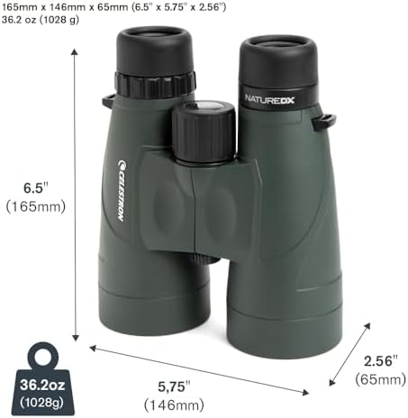Celestron - Nature DX 12x56 Binoculars – Powerful and Bright for Long-Range Viewing – 56mm Objective Lenses – 12x Magnification – Fully Multi-Coated – Waterproof and Fogproof – Tripod Adaptable