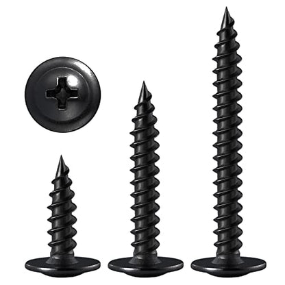(200 pcs) Wensilon #10×1-1/4" Black Phillips Truss Head Wood Screws Quick Metal Self Tapping