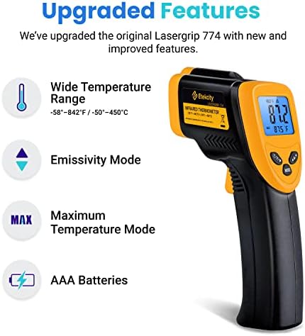 Etekcity Infrared Thermometer Temperature Gun 774 & Food Scale, Digital Kitchen Scale, 304 Stainless Steel, Weight in Grams and Ounces for Baking, Cooking, and Meal Prep, LCD Display, Medium