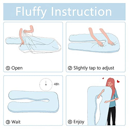 QUEEN ROSE Pregnancy Pillow, U Shaped Full Body Pillows for Sleeping Support, 55 Inch Maternity Pillow for Pregnant Women with Cooling Silky Cover, Blue