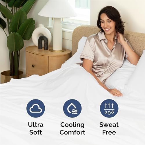 Queen 6 Piece Sheet Set - Cooling Sheets for Hot Sleepers - Hotel Luxury Bedding Set with 8-16 Inch Deep Pockets - 1 Flat & 1 Fitted & 4 Pillowcases - Ultra Soft, Easy Care and Wrinkle Free - White