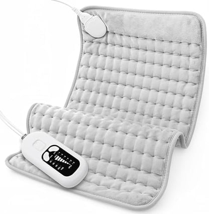 Heating Pad,Electric Heating Pads for Back,Abdomen,Neck,Moist Heated Pad for Shoulder,Knee,Dry&Moist Heat & Auto Shut Off,Hot Pad for Legs and Arms(Silver Gray, 12''×24'')