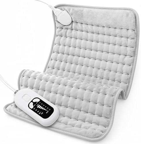 Heating Pad,Electric Heating Pads for Back,Abdomen,Neck,Moist Heated Pad for Shoulder,Knee,Dry&Moist Heat & Auto Shut Off,Hot Pad for Legs and Arms(Silver Gray, 12''×24'')