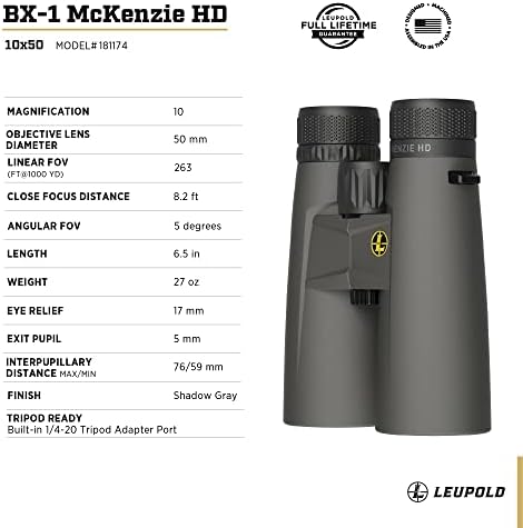 Leupold BX-1 McKenzie HD Binoculars, 10x50mm (181174)