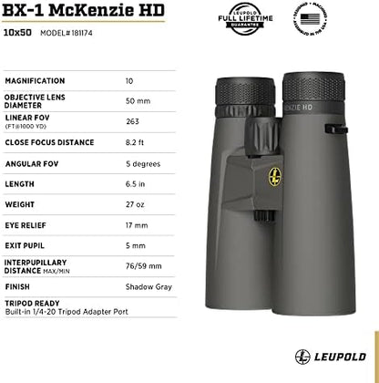Leupold BX-1 McKenzie HD Binoculars, 10x50mm (181174)