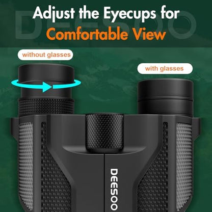 Compact Binoculars for Adults High Powered - Deesoo 20x25 Mini Small Binocular for Kids - Low Light Vision Binoculars for Bird Watching Travel Concert Hunting Hiking