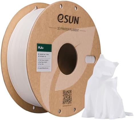 eSUN PLA+ Filament 1.75mm, 3D Printer Filament PLA Plus, Dimensional Accuracy +/- 0.03mm, 1KG Spool (2.2 LBS) 3D Printing Filament for 3D Printers, White