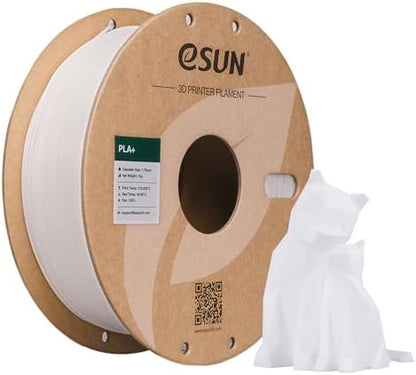 eSUN PLA+ Filament 1.75mm, 3D Printer Filament PLA Plus, Dimensional Accuracy +/- 0.03mm, 1KG Spool (2.2 LBS) 3D Printing Filament for 3D Printers, White