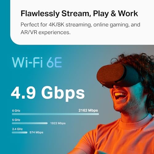 TP-Link Deco XE70 Pro AXE4900 Tri-Band WiFi 6E Mesh WiFi System - 2.5G WAN/LAN Ports, 4.9 Gbps Wi-Fi 7,200 Sq. Ft Coverage, Connect up to 200 Devices, 6 GHz Band, 3-Pack