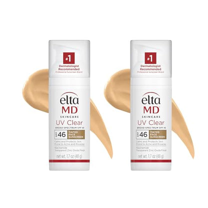 EltaMD UV Clear Tinted Face Sunscreen, SPF 46 Oil- Free with Zinc Oxide, Dermatologist Recommended