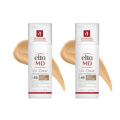 EltaMD UV Clear Tinted Face Sunscreen, SPF 46 Oil- Free with Zinc Oxide, Dermatologist Recommended