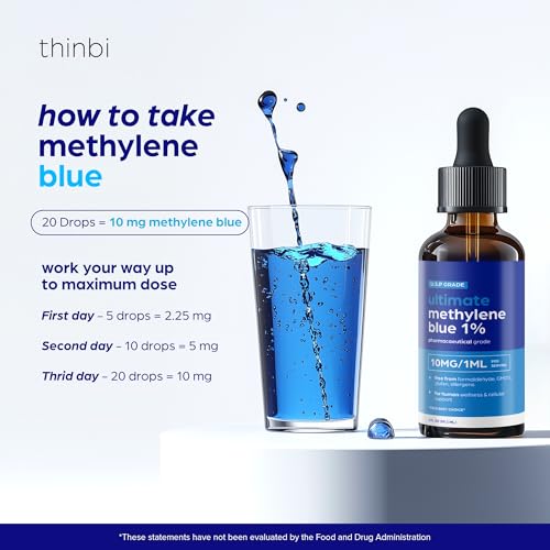 Methylene Blue Pharmaceutical Grade 2oz– USP Grade 1% Solution with Balanced Electrolyte SolutionThird-Party Tested Brain Health Supplement for Humans –No Formaldehyde High Cognitive Support