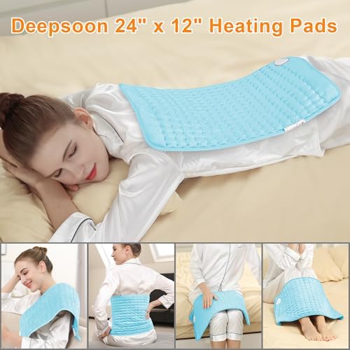 Heating Pad-Electric Heating Pads for Back,Neck,Abdomen,Moist Heated Pad for Shoulder,Knee,Hot Pad for Arms and Legs,Dry&Moist Heat & Auto Shut Off(Baby Blue, 12''×24'')