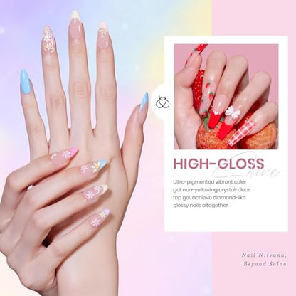 Beetles 23Pcs Gel Nail Polish Set with Base Top Coat, Pastel Bright Neon Colors Gel Polish Kit Nude Blue Pink Red Green Purple Colors Soak off Uv Nail Spring Gift for Girls