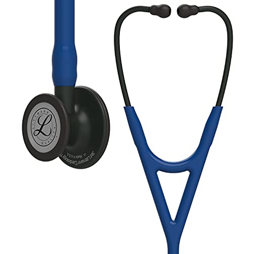 3M Littmann Cardiology IV Diagnostic Stethoscope, 6168, More Than 2X as Loud, Weighs Less, Stainless Steel Black-Finish Chestpiece, 27" Navy Blue Tube, Black Stem, and Headset