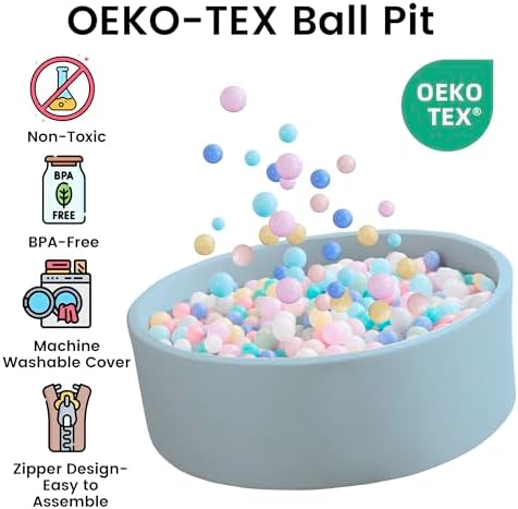 Ball Pit for Toddlers 47.24''x15.75'' Baby Ball Pit Soft Foam Ball Pits Round Lagre Kids Ball Pits Indoor Kids Play Ball Pool Ideal Gift for Children (Lightblue, NO Balls)