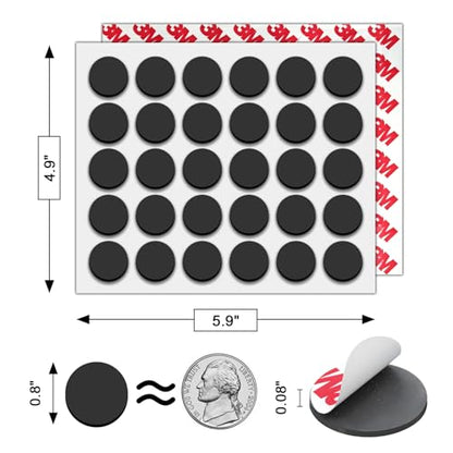 Round Magnets with Adhesive Backing, 180 Pieces 3M Magnetic Dots (Diameter 0.8’’ x 0.08”) Anisotropy Flexible Sticky Circle Magnets Tape for Whiteboard, Refrigerator, Crafts, Classroom