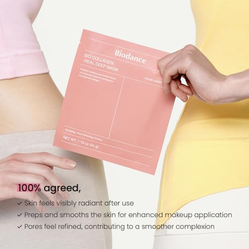 BIODANCE Bio-Collagen Real Deep Mask, Hydrating Overnight Hydrogel Mask, Pore Minimizing, Elasticity Improvement, 34g x16ea