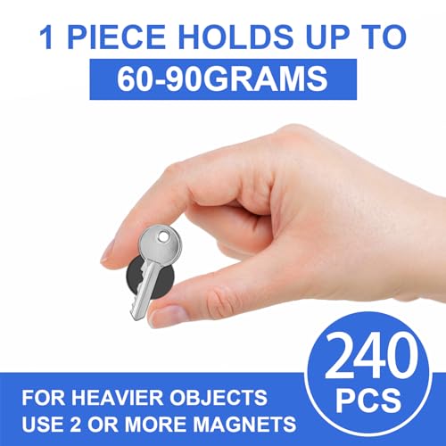 Round Magnets with Adhesive Backing, 240 Pieces 3M Strong Adhesive Circle Magnetic Tape (Diameter 0.8’’ x 0.08”) Anisotropy Magnets Dots for DIY Craft Art Projects