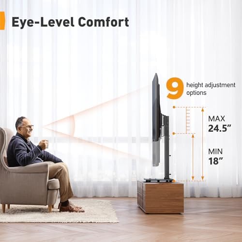 Perlegear Universal Swivel TV Stand Base for 32–70 inch TVs, Height Adjustable Table Top TV Stand Mount with Tilt, Tempered Glass Base, Holds up to 88 lbs, Max VESA 400x400mm, PGTVS26
