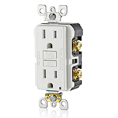 Leviton GFCI Outlet, 15 Amp, Self Test, Tamper-Resistant with LED Indicator Light, Protection from Electric Shock and Electrocution, GFTR1-W, White