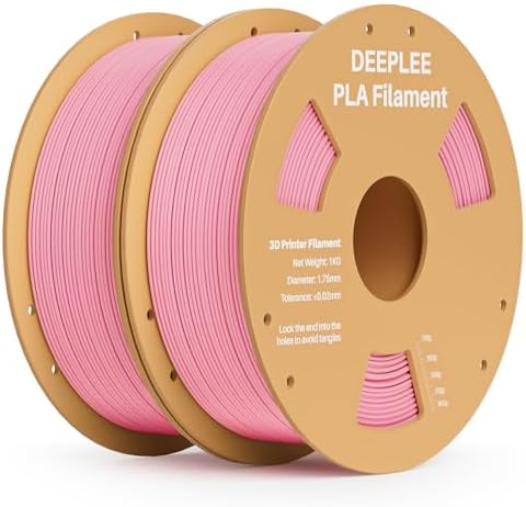 DEEPLEE PLA 1.75mm 3D Printer Filament, Dimensional Accuracy +/- 0.02mm, Neatly Wound, No Clogging, Vacuum Package, Fits for Most FDM 3D Printers, 2 Pack 1kg Pink