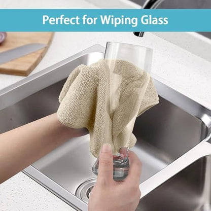 HOMEXCEL Brown Microfiber Cleaning Cloth, 50 Pack Cleaning Towels for Kitchen, Lint Free, Scratch-Free, Highly Absorbent, and Reusable Cleaning Rags for House, Window and Glass, Cars, 11.5 X11.5 inch