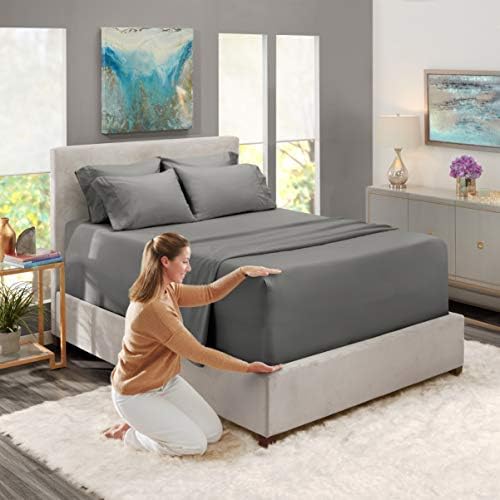Hearth & Harbor Extra Deep Pocket King Size Sets - Fits Mattress 18-24 Inches Deep - Extra Deep Pocket Sheets - 6 Piece King Size - King - Grey Sheets