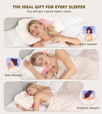 Osteo Cervical Pillow for Neck Pain Relief, Hollow Design Odorless Memory Foam Pillows with Cooling Case, Adjustable Orthopedic Bed Pillow for Sleeping, Support for Side Back Sleepers