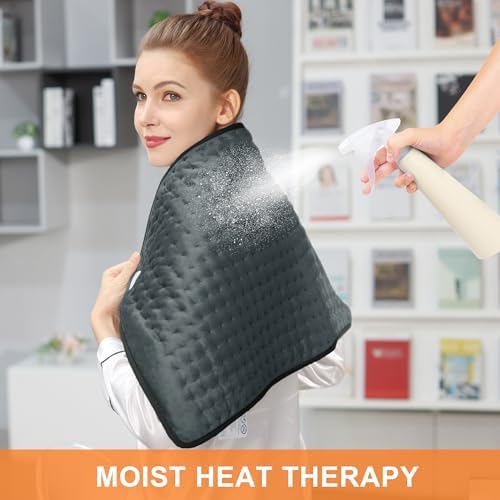 Heating Pad,Electric Heating Pads for Back,Neck,Abdomen,Moist Heated Pad for Shoulder,Knee,Hot Pad for Arms and Legs,Dry&Moist Heat & Auto Shut Off(Charcoal Gray, 33''×17')