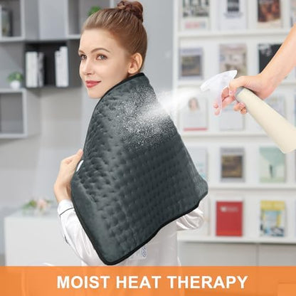 Heating Pad,Electric Heating Pads for Back,Neck,Abdomen,Moist Heated Pad for Shoulder,Knee,Hot Pad for Arms and Legs,Dry&Moist Heat & Auto Shut Off(Charcoal Gray, 33''×17')