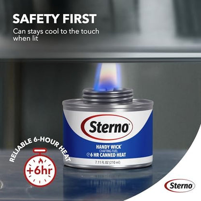 Sterno Fuel Cans - 6-Hour Burn, (12-Pack) Chafing Dish Fuel Can Burners for Food Warmer, Resealable Twist Chafer Fuel Canned Heat, Handy Wick