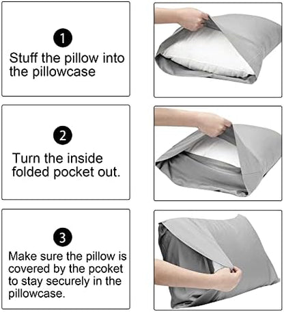 FLXXIE 6 Pack Microfiber Queen Pillowcases, Ultra Soft and Wrinkle, Fade Resistant Pillow Cases with Envelope Closure, 20x30 Inches, White