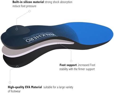 Inserts Relieve Plantar Fasciitis - Flat Feet Insoles Arch Supports, Orthotic Insoles for Foot Pain Arch Pain Reduce Muscle Fatigue Absorb Shock (Mens 6-6 1/2 | Womens 8-8 1/2)